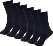 [GM Apparel] 6 Pairs Children’s Plain School Socks Kids Boys & Girls Cotton Rich Ankle School Socks Soft, Breathable Calf Socks Multipack Back to School - 3 Sizes - 2-14 Years