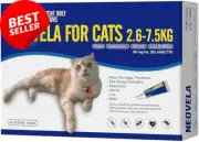 Neovela for Cats (2.6-7.5kg) 4 Pack - Flea, Tick & Worm Treatment