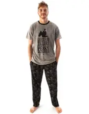 Peaky Blinders Mens T-Shirt and Lounge Pants Grey Icons Medium