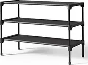 Shoe Rack - Premium Non-Woven Shoe Rack Shelf, Shoe Organizer for Closet, Entryway, Garage & Corridor, Sturdy & Durable Long Stackable Shoe Shelves, Medium, Black (Large)