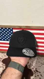 Ariat Mens Hat Baseball Cap Snapback Mesh Embroidered Logo Black A300053002