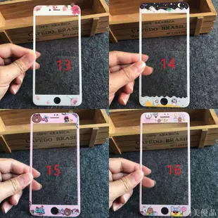 【爆銷】新款圖案 蘋果卡通玻璃保護貼 浮雕保護貼 碳纖維軟邊 iPhone6 iPhone8Plus iPhone7滿2