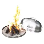 Propane Stainless Portable Fire Pit Self Contained Ceramic Log with Cover 19"