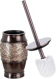 Creative Scents Dublin Decorative Toilet Cleaning Bowl Brush with Holder (5 x 5 x 15.5H) Decorative Bowl Scrubber Space Saving Design Contemporary Scrubbing Cleaner (Brown)