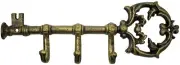 Rustic Cast Iron Large Key-Shaped Holder with 3 Key Hooks for Wall Mount Anti...
