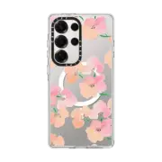 Galaxy S25 Ultra Clear Magnetic Case Pressed Flowers iPhone Case