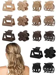 16 PCS Small Hair Clips for Women & Girls, Durable Matte Claw Clips for Thin Hair, Strong Hold NonSlip Medium Hair Claw Clips, Mini Hair Clips, Cute Hair Accessories, 4 Shapes Gifts Holiday