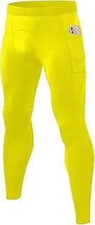 [LEICHR] Mens Compression Tights Workout Pants, Running Leggings with Pockets, Cool Dry Baselayer Gym Pants