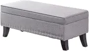 Storage Ottoman Upholstered Footstool Change Shoe Storage Stool Yellow with Collapsible Padded Seat for Living Room, Bedroom, 40x40x45cm (Color : Light Grey, Size : 60x40x45cm)