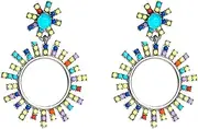 [QionWon] Acrylic Ear Studs All-Match Stylish Round Colorful Double Ear Studs