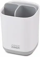 Joseph Joseph Bathroom EasyStore Compact Toothbrush Holder Caddy Bathroom Storage, White/Grey