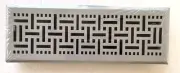4x14in Decorative Floor Register Vent with Mesh Cover Trap Basketweave LightGrey