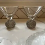 Dounx Lead-free Martini Glasses Set of 2, 10oz Wide Lip Silver diamond base
