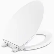 KOHLER 24495-A-0 Border ReadyLatch Elongated Toilet Seat, Quiet-Close Lid and Seat, Grip-Tight Bumpers and Installation Hardware, White