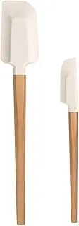 LorisArm Wooden Handle Spatula Set, 12" & 9" Rubber Spatula Silicone Spatulas for Baking Cooking and Mixing.