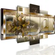 Yellow Orchid Flowers Canvas Print - Abstract Wall Art Painting Decor for Hom...