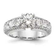 1.50ct. CZ Solid Real 14K White Gold Peg Set Engagement Ring
