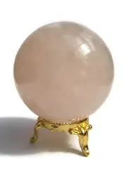 Rose Quartz 5.9cm 280g Crystal Ball Orb Sphere on Gold Metal Stand RQ005