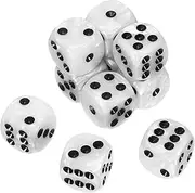 uxcell 10Pcs 6 Sided Colored Standard Dice, Acrylic D6 Mini Polyhedral Pearl Pattern Game Dice Set for Table Games or Math Learning, White/Black Point