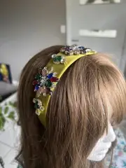 Green Diamanté Encrusted Floral fascinator Headband