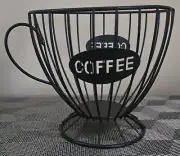 Coffee Mug Black Wire Basket Pod Storage Holder; 5.5" Tall; 6" Top Diameter