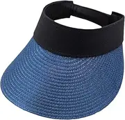 [Byrotson] Sun Hats for Women with UV Protection Wide Brim, Roll-Up Foldable Straw Sun Hat Visors, Beach Cap with Ponytail Hole, Easy to Carry