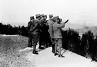 The king Victor Emmanuel Savoy III observing fight pair binoculars- Old Photo