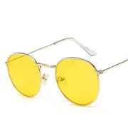 Gold Metal Frame Sunglasses Women Mirror Round Sun Glasses Coating Reflective Retro Sun Glasses Brand Designer Trend Eyewear Gold Yellow multi