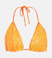 [Norma Kamali] Norma Kamali Sequin-embellished bikini top AU 12 orange