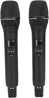 Diyeeni Wireless Microphone System, Rechargeable Handheld Wireless Microphone Set with Receiver, One to Two Connection Portable Cordless Mic, for Karaoke Stage Performance