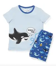 NEW PETER ALEXANDER PJ SET WHALE-Y FUN TOP & SHORTS JNR BOYS 2 WHALE
