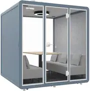 HiWish Office privacy booth &meeting pod,Pre-fab home office,movable workspace,Soundproof Acoustic Privacy Silent premium privacy Workstation pods, phone booth, portable,on Wheels-color Light Blue, 2L