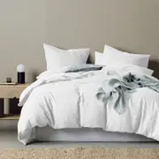 Bas Phillips Belgian Flax Linen White Quilt Cover Set