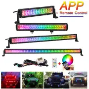 14"-52 inch Led Light Bar Spot Flood Combo w/ Chasing RGB Halo Kit for ATV Truck