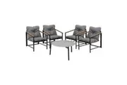 Livsip 5PC Outdoor Patio Furniture Set Bistro Sets 70CM Round Grey Marble Table