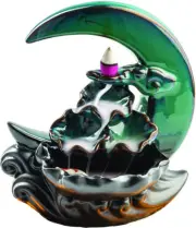 Journey's End IBCM-4/2245 Crescent Moon Waterfall Incense Burner [New ]