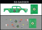 Hot Wheels (1/64), 55 Gasser "Raiders" Waterslide, Printed White First, Decals