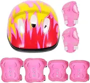 1Set Protective Gear Skating Helmet Safety Pads for Scooter Bike Comfortable Durable Scratch Protection for Boys Includes Knee Elbow Wrist Pads