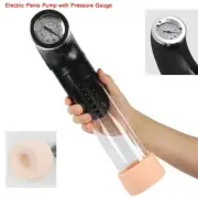 Electric Men Vacuum Penis Pump with Pressure Gauge Enlarger Extender Growth Tool