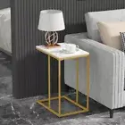 Marble Top C Shaped Laptop End Side Table Small Chair Side Snack Accent Table