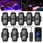 2x 8 Pods RGB LED Rock Lights Kit Underbody Music Light Bluetooth APP Control