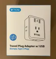 Trond European Travel Plug Adapter With USB (Type C Plug) NIB