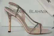 New MANOLO BLAHNIK TUNICA STRAPPY PINK LIZARD LEATHER SANDAL SHOES 40.5 10.5 10