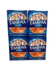4 Tampax Pearl Tampons Leakguard Protection Super + Plus Absorbency, 18-ct Boxes