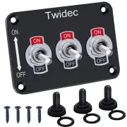 /3 Gang Rocker Toggle Switch Metal Panel with 16A 250V AC/12V DC SPST 2 Posit