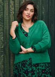 [Virtuelle] Taking Shape Fluffy Knit Crop Cardigan Size 22 in Greenlake, Viscose - Plus Size Women's Clothing Greenlake