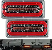 LED Car Truck Tail Light, Rear Light, Stop Brake Indicator Signal Lamp, Fit for 12V and 24V Lorries, Trucks, Trailers (2Pcs)