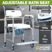 Shower Toilet Commode Chair Seat Aluminum Bathroom Bedside Footrest Wheelchair