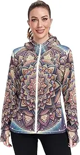 [RPLIFE] Mandala Uv Light Clothing, Upf 50+ Zip up Womens Fishing Shirts Long Sleeve