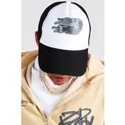 Mens Black Bandana Printed Trucker
